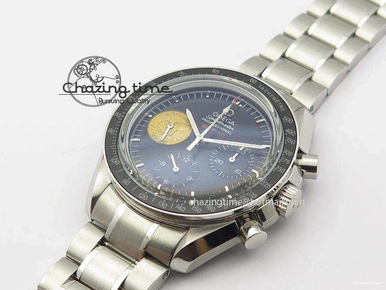 0315 Effortless Speedmaster Apollo 11 On SS Bracelet Manual Winding Chrono Movement 8225